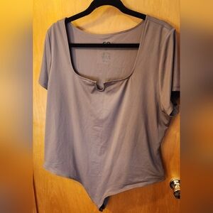 SO Brown Asymmetrical Tie Front Bodysuit